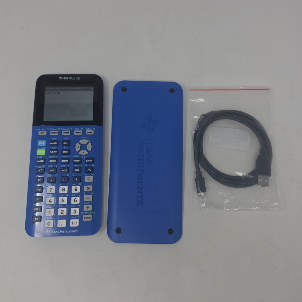 Texas Instruments TI-84 Plus CE Graphing Calculator Tested WITH Case Cable Blue.